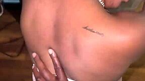 Str8rich hammers that hot ebony pussy right on the moving box!