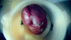 inside view of throbbing cock with two cumshots double creampie endoscopic cam