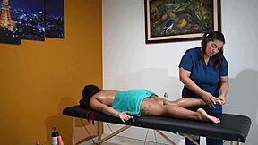 horny masseuse licks my pussy deep with tongue and fingers part 1