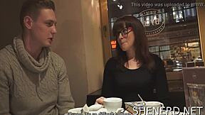 Glasses-wearing teen with small tits fucks hard to rough orgasm using rabbit toy