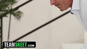 Naughty princess alice rides renato cowgirl after he licks her puffy shaved pussy sideways