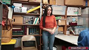 latina shoplifter caught stealing gets deepthroated and facefucked by angry clerk