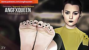 Negasonic teen warhead's wrinkled soles toes tempt forbidden stares closely