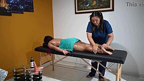 horny masseuse licks my pussy deep with tongue and fingers part 1