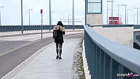 german teen marie berlin street casting swallows huge cock for cash outdoors