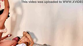 Two Petite Girls Fist and Fuck Guy in FFM Anal Squirting!