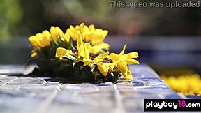 All-natural skinny Asian teen Lily Andrews strips naked poolside passionately