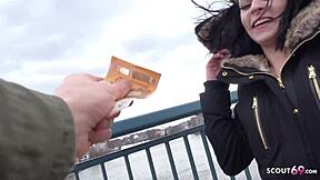 german teen marie berlin street casting swallows huge cock for cash outdoors