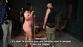 MILF TAILOR MEASURES client's HUGE 23CM COCK up close