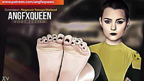 Negasonic teen warhead's wrinkled soles toes tempt forbidden stares closely