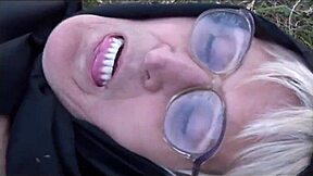 step grandma whore spreads in lingerie for young cock doggystyle cum facial outdoors