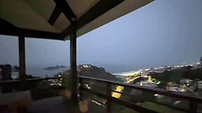 Naughty nerd teen gives pussy on balcony did anyone see?!