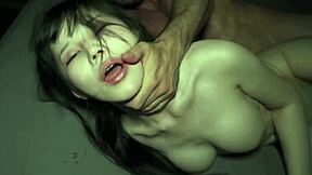 Japanese petite cutie bent over doggystyle turned rough cumdumpster group creampie