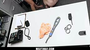 two cops bend over sweet teen thief for rough garage punishment!
