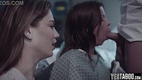 Big tits milf patient seduces young teen for hardcore threesome blowjob pounding session