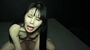 Japanese petite cutie bent over doggystyle turned rough cumdumpster group creampie