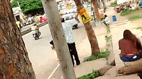 sexy indian girl flashes blue panties outdoors public?