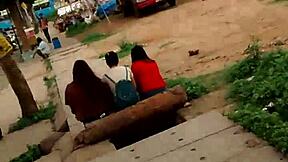 sexy indian girl flashes blue panties outdoors public?