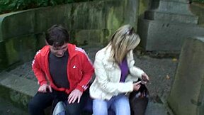 Horny Blonde Street Pickup Anal Fucked Bent Over Park Doggystyle