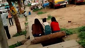 sexy indian girl flashes blue panties outdoors public?