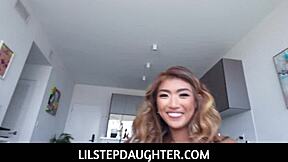 super cute stepdaughter fucks stepdaddy hard for cash