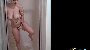 johnny love pounds all-natural big titty blonde angel in sloppy shower