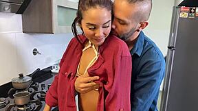 Colombian Skinny Kitchen Cowgirl Deepthroat Cum Swallow Big Cock Ride!