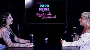 Just Joana bares her tattooed body in the wild outdoor interview, teasing with sheer red see-through swinger vibes