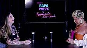 Just Joana bares her tattooed body in the wild outdoor interview, teasing with sheer red see-through swinger vibes