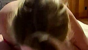 cute wife teases with deepthroat blowjob swallows mouthful cum closeup