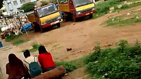 sexy indian girl flashes blue panties outdoors public?