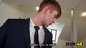 This secretary rims ass licks pussy bisexual threesome office!