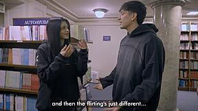 library bookworm latina bent over for rough old man pounding