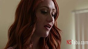 Petite redhead babysitter rides married man's cock wildly!