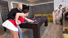 Why chat sweetly while boyfriends ass-fuck milf on billiard table?