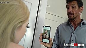 Father-in-law roughly fucks bratty teen stepdaughter's tight pussy hardcore