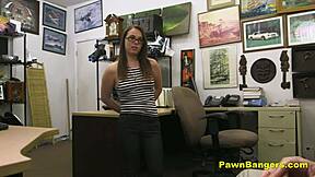 Desperate Brunette Glasses Nerd Takes Monster Cock Mouth and Pussy for Backroom Cash