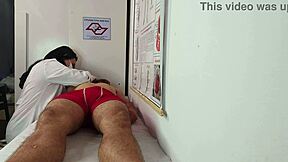nurse and esthetician check out patient's big erection