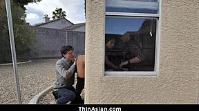 two horny white guys pound petite asian pizza girl's tight pussy 🍕🍆💦