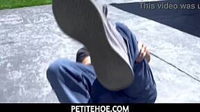 petitehoe maya woulfe spanked hard by lucky stud