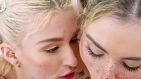 hey, watch us blonde sisters suck that cock double!
