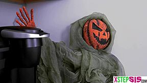 bratty latina stepsis hates halloween until stepbro's monster cock changes her mind