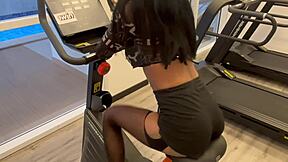 brazilian teen gym girl bends over for public anal pounding