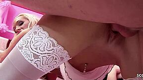 a dream come true... three sexy blondes surprise guy for reverse cowgirl ORGY madness