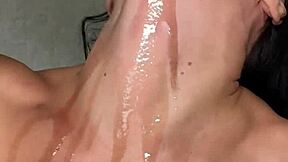 oiled french milf's big puffy tits messy cumshot titfuck