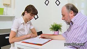 Senior instructor seduces and DRILLS cute college coed hard!