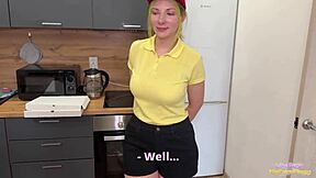 pizza delivery bbw slut bent over fucked rough creampie doggystyle big tits bouncing