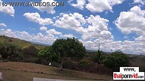 cute tiny titted thai teen sucks big white cock outdoors pov