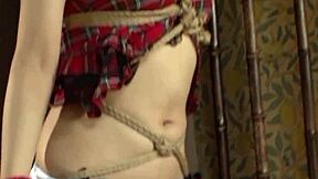 Super Sexy Small Tits Bitch Rides Dick Hard While Screaming in Ropes!