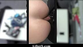 mall cop punishes small tits teen with massive facial cumshot